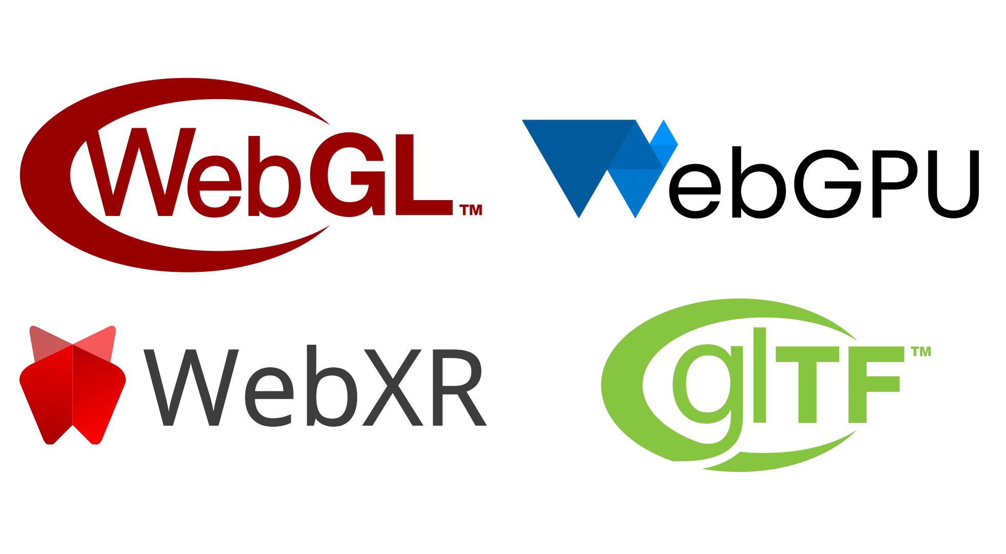JavaScript, WebGL, WebGPU and glTF logos